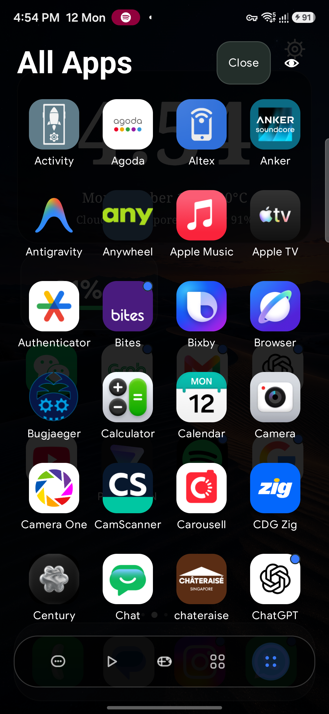 Actual KabirUI app drawer with installed apps