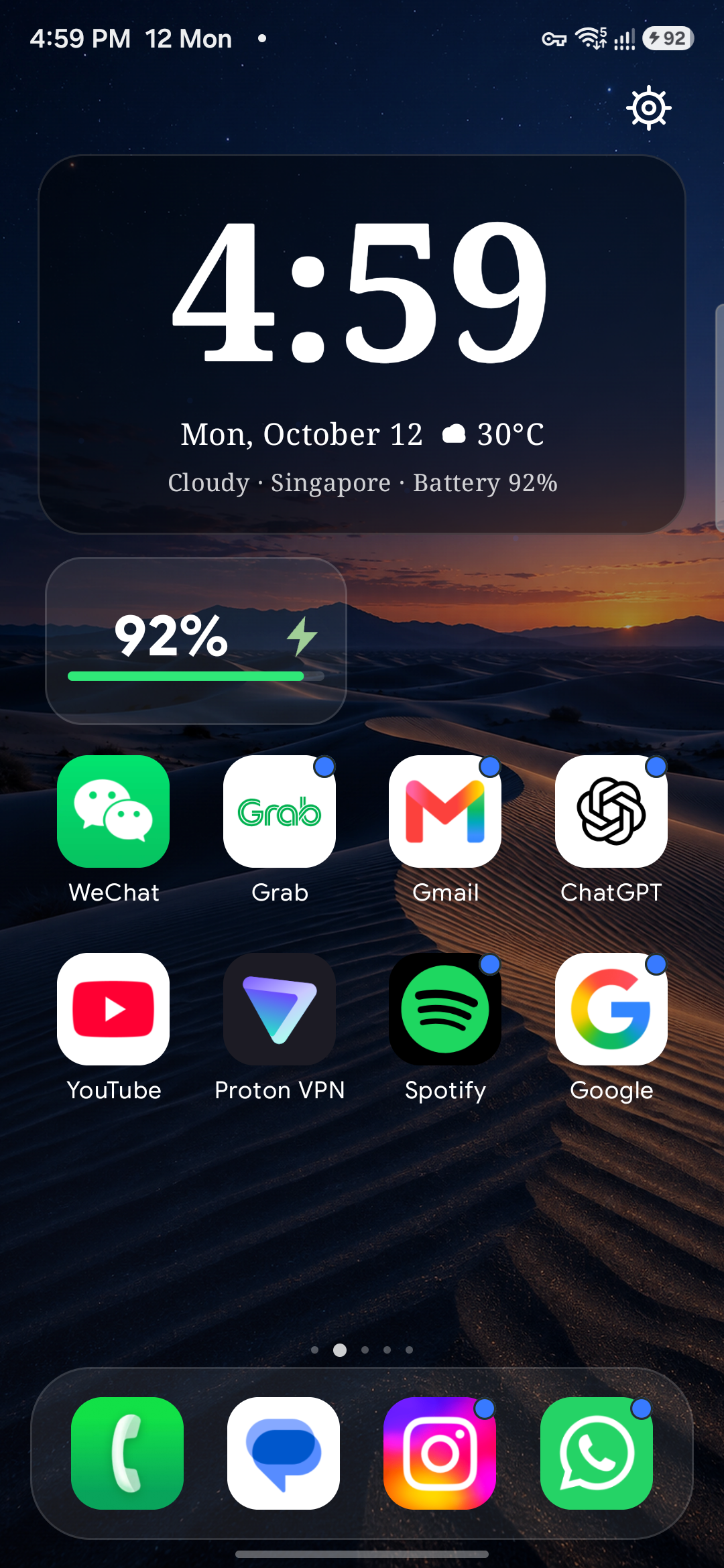 Actual KabirUI home screen running on a Samsung Galaxy A36